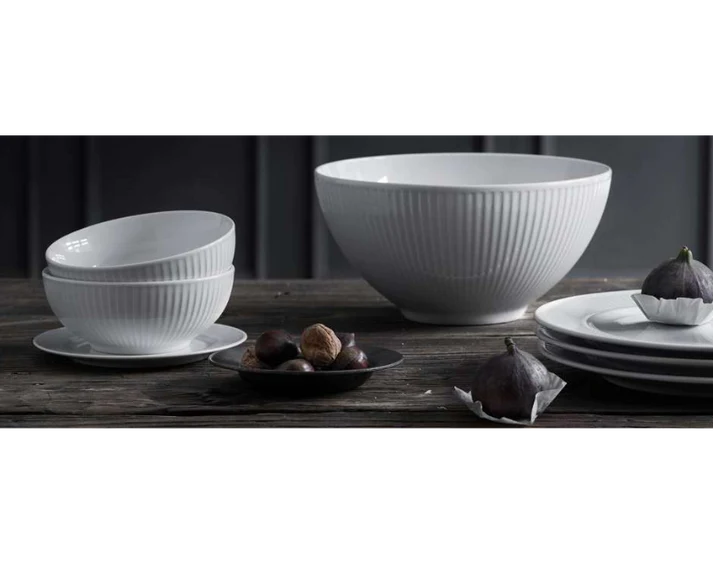 Pillivuyt Plisse Shallow Round Bowl - 8" diam x 2.5" H - 16 oz.