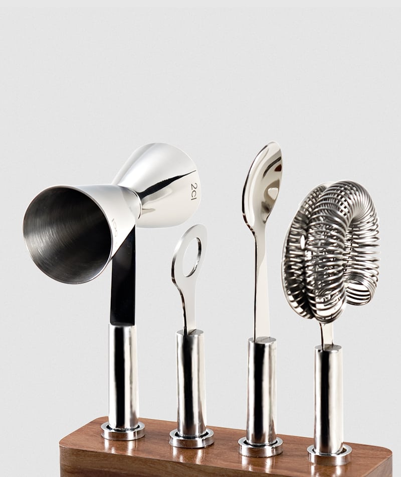 Mary Yurek Cosmo Bar Set w/ Wood Base (4pc Set)