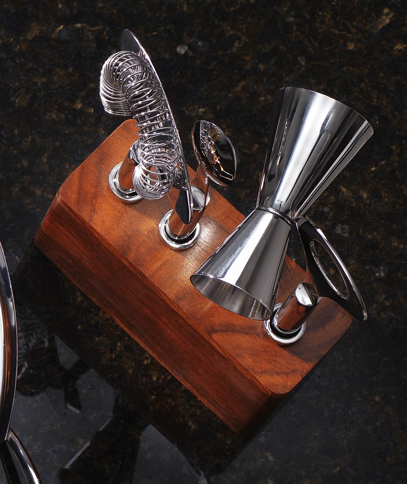 Mary Yurek Cosmo Bar Set w/ Wood Base (4pc Set)