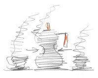 Alessi Espresso Coffee Maker Pulcina - Red Handle - 6 cups