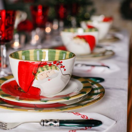 Vietri Old St. Nick Cereal Bowl - Green Hat