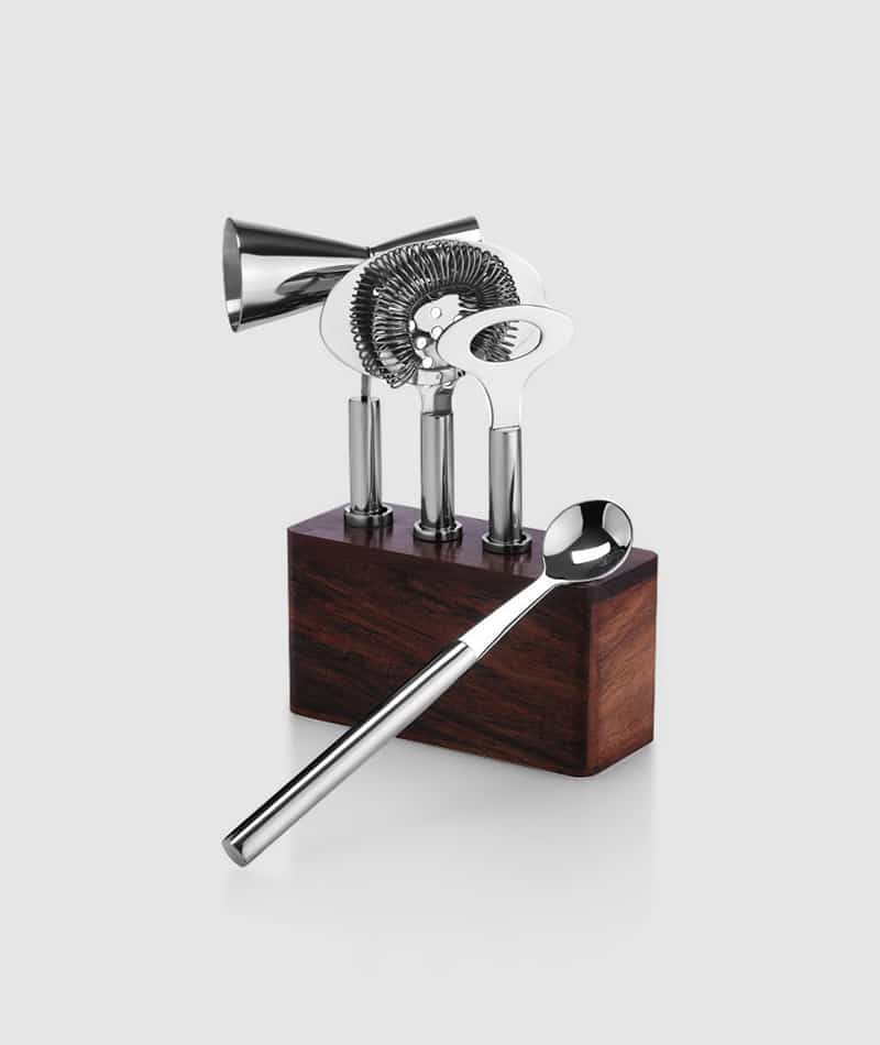 Mary Yurek Cosmo Bar Set w/ Wood Base (4pc Set)